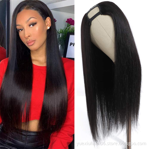 Fashion wholesale unprocessed 100% brazilian human Natural raw virgin  hair u-part Wigs for black women vendors